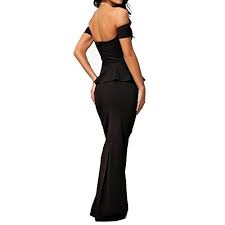 Made2envy Drop Shoulder Peplum Maxi Evening Dress 80