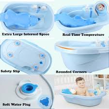 When can my baby take a bubble bath? Extra Large Baby Shower Infant Toddler Kids Bath Tub W Support Seat Thermometer Ebay