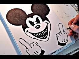 How To Draw Evil Mickey Mouse - Youtube