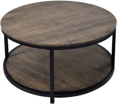 Get great deals on ebay! Amazon Com 36 Round Coffee Table Rustic Wooden Surface Top Sturdy Metal Legs Industrial Sofa Table For Living Room Modern Design Home Furniture With Storage Open Shelf Oak Kitchen Dining