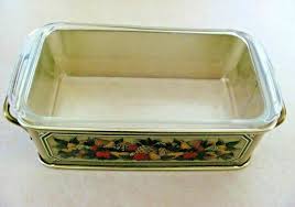 Vintage 1981 Teleflora Tin Brass Loaf Pan Server Tray And Pyrex 213 Glass Dish Teleflorapyrex In 2020 Glass Dishes Server Tray Glass Baking Dish
