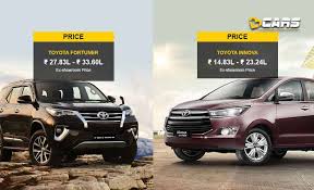 Toyota Innova Vs Toyota Fortuner Price Specs Feature Comparison
