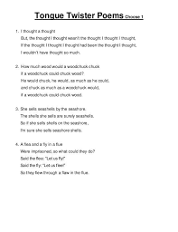 Tongue Twisting Poetry Tongue Twisters Twister Poems