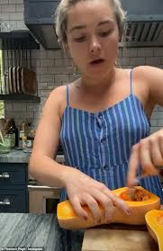 But she was forced to ditch the dull kitchen utensil for a knife when it failed to penetrate the fruit. Florence Pugh Delights Fans With Her Wholesome Cooking Sessions On Instagram Daily Mail Online