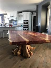 Stump Table Live Edge Dining Table Live Edge Table Cedar Table Cedar Stump Table Dining Table Dining Table In Kitchen Unique Dining Tables Live Edge Dining Table