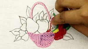 Treat your feet with a pair of women's slippers. Gorgeous Hand Embroidery Designs Of A Basket Fill With Fruits And Flowers Creative Embroidery Youtube
