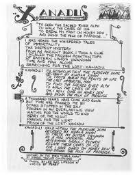 Neil Peart S Handwritten Xanadu Lyrics Rush Band Lyrics Rush Lyrics Rush Band