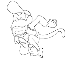 Donkey kong super mario coloring pages: Diddy Kong Coloring Pages Coloring Home