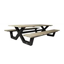 table de pique nique biabou 220x218 noir gris table de pique nique meuble metal table