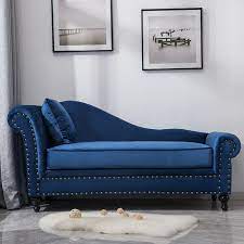 1x Chaise Longue 1x Cushion Material Velvet Fabric Wood Chesterfield Sofa Bed Sofa Bed 2 Seater Sofa Bed