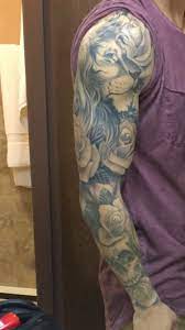Full Lion Tattoo Sleeve With Roses And Skull Lion Tattoo Sleeves Half Sleeve Tattoo Sleeve Tattoos
