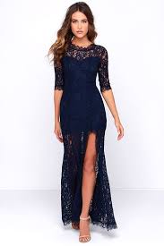 Only One Navy Blue Lace Maxi Dress In 2020 Blue Lace Maxi Dress Lace Maxi Dress Fashion