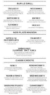 Le White Rabbit Menu In Repentigny Quebec Canada