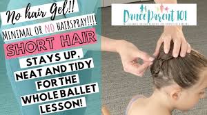 If your hair is long enough to pull it into a pony tail (no matter how short), then you can cover the tail end with a rolled up sock that matches your hair color, put a hairnet around it, and hairpin it into the elastic. How To Do A Ballet Bun On Short Hair For Dance Class Youtube