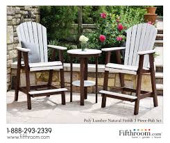 Poly Lumber Natural Finish 3 Piece Pub Set Plastic Garden Furniture Beautiful Outdoor Living Spaces Patio Furniture Decor