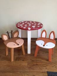 Kids Table Chairs Toadstool Nursery Furniture Woodland Etsy Kids Furniture Kids Chairs Kids Table And Chairs