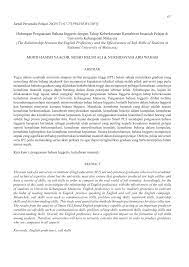 Cadangan kajian ini diharapkan dapat membantu meningkatkan kefasihan para pelajar dalam perbualan bahasa inggeris sekaligus menaikkan markah prestasi pelajar dalam subjek bahasa inggeris. Pdf Hubungan Penguasaan Bahasa Inggeris Dengan Tahap Keberkesanan Kemahiran Insaniah Pelajar Di Universiti Kebangsaan Malaysia