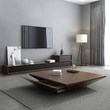 Made of solid acacia wood, the graphite finish accentuates the natural grain of the wood and wire distressing. Contemporary Wood Coffee Table My Aashis