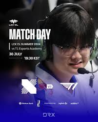 🏆 2024 #LCK CL SUMMER R2 🆚 T1 Esports Academy ⏰ July 30. 19:30 KST 📺 KR.  https://bj.afreecatv.com/afchall 📺 ENG. https://www.twitch.tv/lckcl #DRX  #DRXWIN #EnjoyChallenge #LCKCL