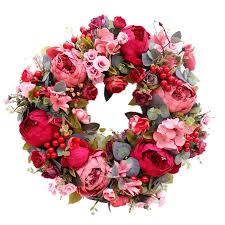 Check spelling or type a new query. Buy Online Decorative Door Wreath Silk Flower Peony Head Flower Wreath 40cm Handmade Garland For Autumn Winter Outdoor Display Red Alitools