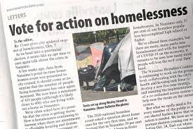 Then this post is for you. Letter To The Editor Vote For Action On Homelessness Nanaimo News Bulletin