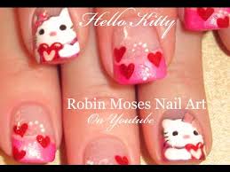 Some ideas for your accent nails, with a red and white heart pattern on the. Valentine S Day Hello Kitty Nail Art Design Pink And Red Heart Nails Youtube