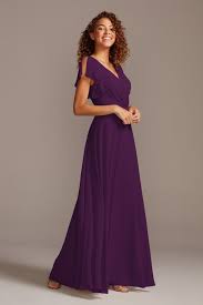 Flutter Sleeve Full Skirt Bridesmaid Dress F20065 I M The Color Marine In 2020 Bridesmaid Dresses Long Chiffon Davids Bridal Bridesmaid Dresses Bridesmaid Dresses
