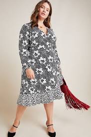 Black And White Plus Size Dress Black And White Plus Size Dresses Black And White Cocktail Dresses Long Sleeve Wrap Midi Dress