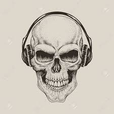 From sleek and sophisticated modern pieces to vintage retro headsets, headphone tattoos, like music itself, are made to fit your true form and function. Skull In Headphones Listen A Music Street Style Vector Label Prints Design For T Shirts Or Tattoo Royalty Free Cliparts Vectors And Stock Illustration Image 72660375