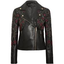 Elie Saab Embroidered Leather Biker Jacket 5 745 Liked On Polyvore Featuring Outerwear Jack Embroidered Leather Jacket Embroidered Leather Leather Jacket