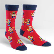 Https Www Sockittome Com Men Crew Socks Men Robot Love Html Mens Crew Socks Socks Mens Novelty Socks