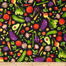 Metro Market Vegetables Black From Fabricdotcom Designed By Linda Birtel Courtesy Of Pink Light Design For Robert Kauf Printing On Fabric Fabric Fabric Wall
