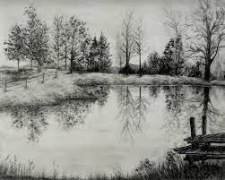 Draw landscapes in colored pencil: Jener Teich Kaffeetasse Planung Des Grossvaters Pencil Landscape Drawing Pencil Drawing Landscape Sketch Landscape Drawings Landscape Pencil Drawings