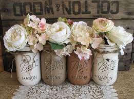 Beautiful Bridal Shabby Chic Mason Jars Vasi Conserve Di Vetro Dipinti Barattoli Conserve Barattoli Dipinti