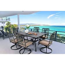 Maybe you would like to learn more about one of these? 7pc Metal Patio Dining Set With Rectangular Table With Umbrella Hole Swivel Armrest Chairs Captiva Designs Target