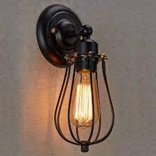 Ecopower Vintage Style Industrial Black Mini Wire Cage Wall Sconce Lamps Shades Amazon Canada Cage Wall Sconces Cage Wall Lights Industrial Light Fixtures