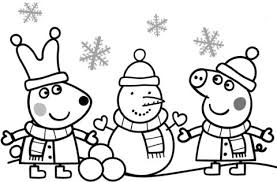 Peppa And Rebecca Are Making Snowman Coloring Page From Peppa Pig Category Select From 24342 Peppa Pig Coloring Pages Peppa Pig Colouring Peppa Pig Christmas
