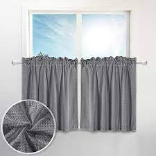 Waffle Weave Half Window Tier Curtains 36 Inch Short Length For Small Window In Kitchen Ba Curtains Small Window Curtains Window In Shower