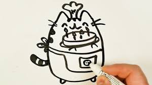How To Draw Pusheen Cook With Cake Easy Drawing On A Whiteboard Easy Drawings How To Draw Pusheen Pusheen