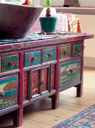 Rainbow006 Painted Furniture Bohemian Decor Hand Painted Furniture