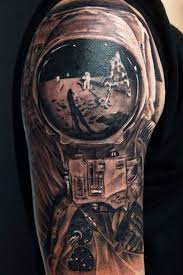 Funny Arm Astronaut Tattoo Moon Landing With Images Astronaut Tattoo Sleeve Tattoos Back Tattoos