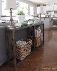 I Have A Narrow Walk Way Behind Our Sectional In Our Family Room And As I Was Sitting There The Other Da Sofa Table Decor Decor Home Living Room Diy Sofa