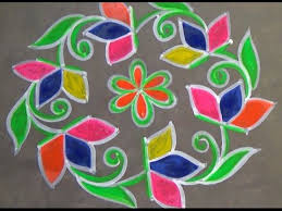 Creative Rangoli Design With 9x3x3 Dots Beautiful Colour Kolam Colour Muggulu With Dots Youtube Rangoli Designs Kolam Designs New Rangoli Designs