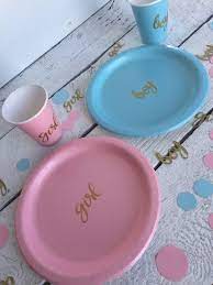 Gender Reveal Party Or Baby Shower Cups Plates And Napkins Etsy Baby Shower Cups Gender Reveal Party Reveal Parties