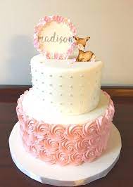 Rosette Baby Shower Cake Baby Shower Cakes Girl Baby Shower Cakes Girl Pink Girl Shower Cake