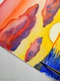 Create your very own sunset painitng with acrylics. Sunset Over Water Painting Easy Watercolor Tutorial Ebbandflowcc