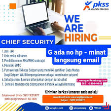 Politeknik keuangan negara stan (pkn stan) adalah perguruan tinggi vokasi di bawah naungan kementerian keuangan ri yang menyelenggarakan program studi diploma di bidang keuangan negara. Lowongan Kerja Posisi Chief Security Pkss Penempatan Pabrik Wilayah Rembang Pendidikan Minimal Sma Sederajat Lowongan Rembang