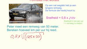 Formules Met Wortels Opgave Met Berekening Remweg Met Een Bepaalde Snelheid Youtube