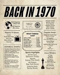 1970 Newspaper Poster Birthday Poster Printable Time Capsule 1970 The Year 1970 Instant Download 1970 Poster Poster Sign In 2020 Birthday Poster Birthday Printables Time Capsule