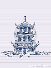 Chinese Pagoda Chinese Drawings Pen Art Drawings Temple Drawing